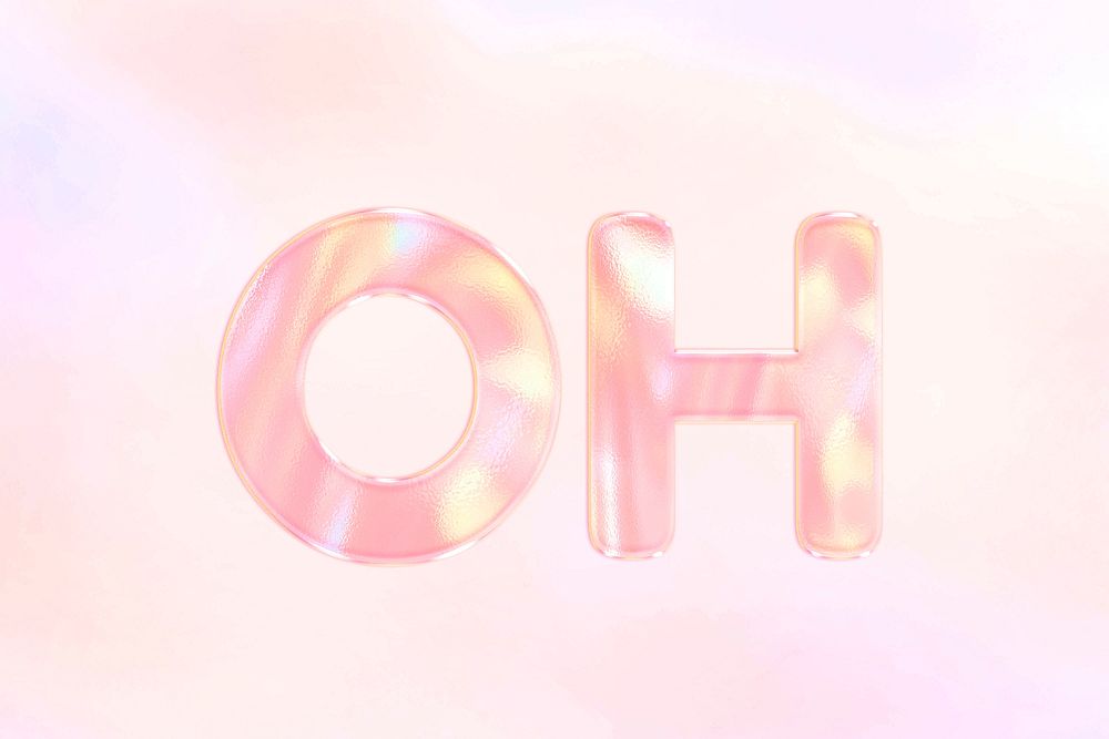 Oh text holographic word art pastel gradient typography