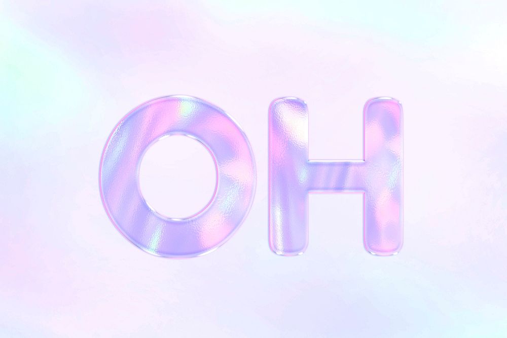 Pastel purple oh lettering holographic effect