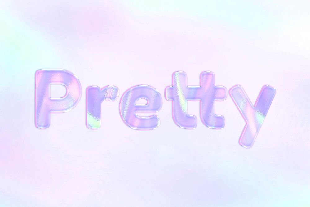 Pastel pretty lettering word art holographic typography
