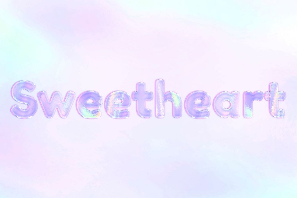 Pastel sweetheart lettering word art holographic typography