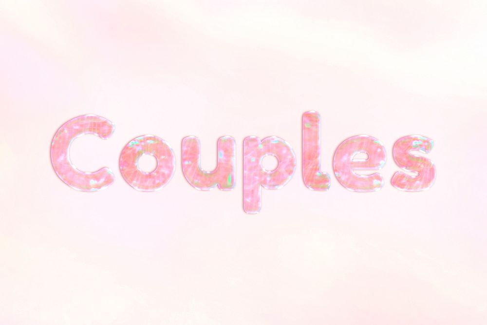 Couples pink holographic text bold font typography