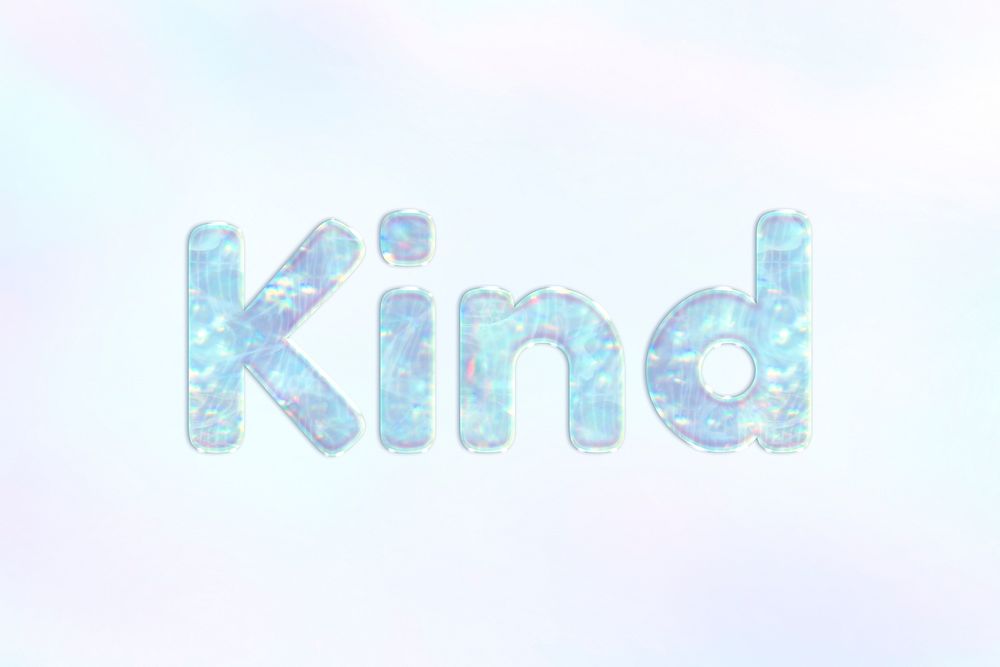 Pastel kind lettering word art holographic typography