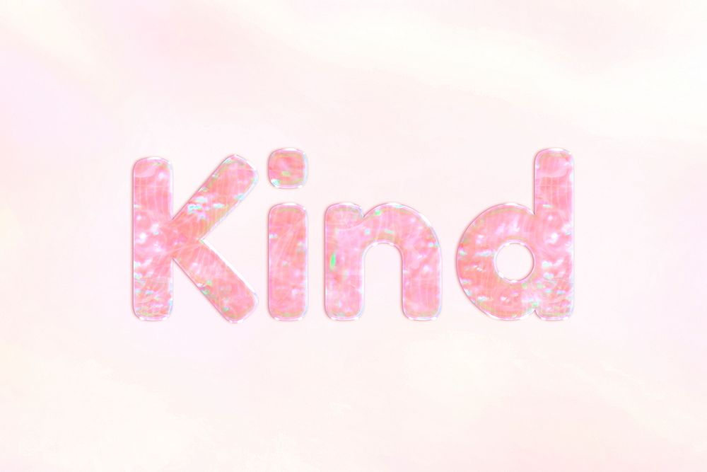 Pastel pink kind text holographic effect font