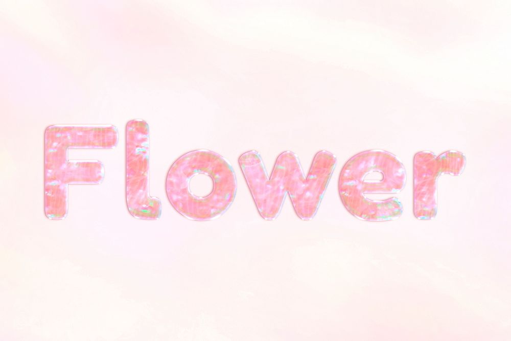 Flower text holographic effect pastel gradient typography