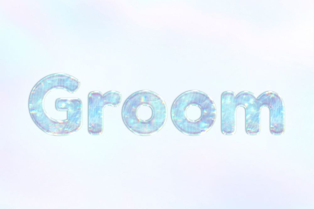 Shiny groom blue gradient holographic pastel