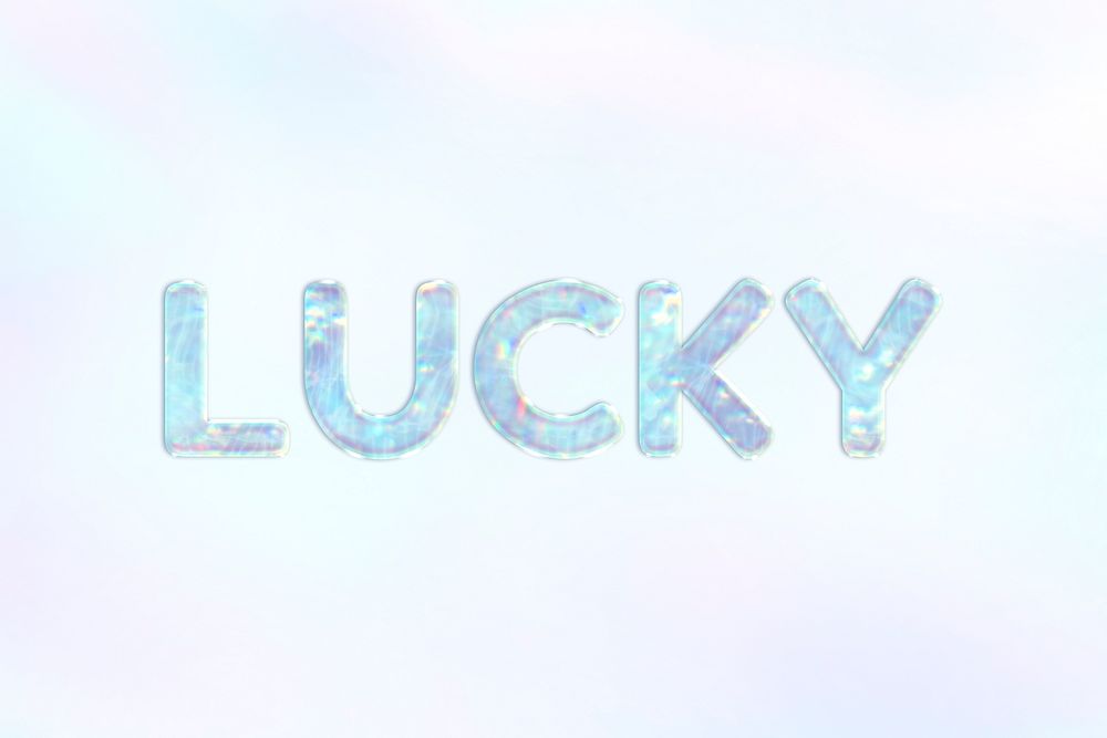 Lucky lettering holographic effect pastel gradient typography