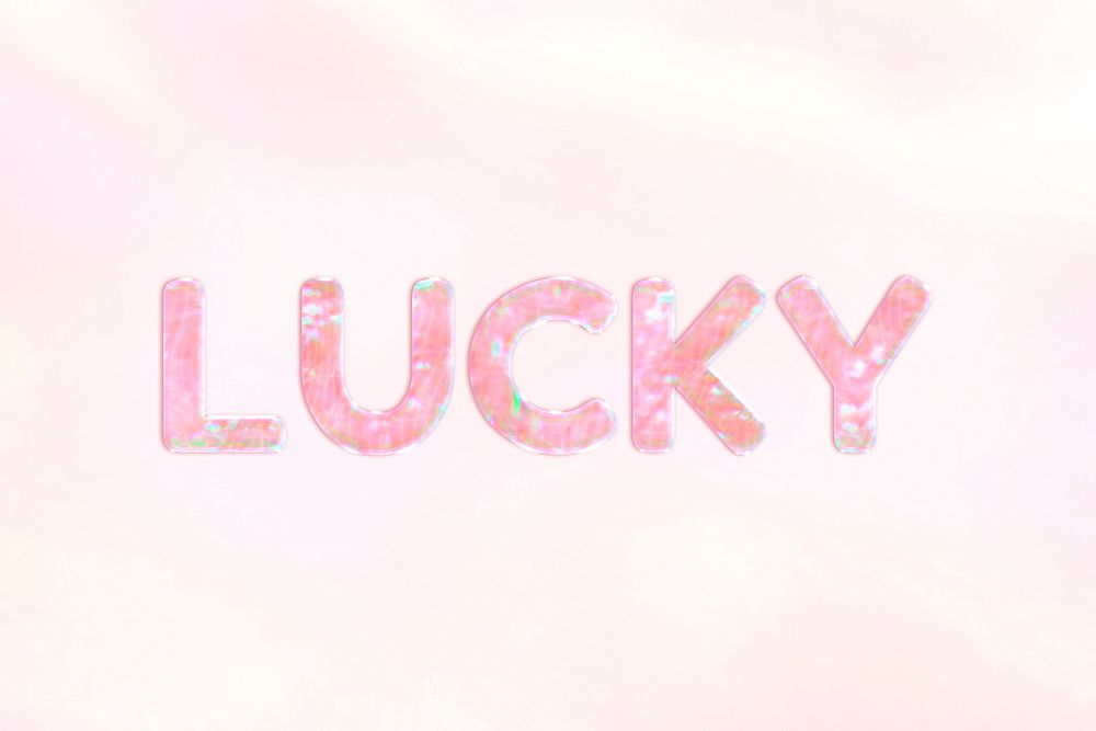 Lucky text holographic effect pastel typography