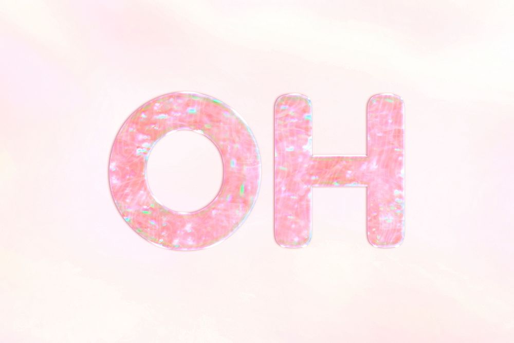 Oh text holographic effect pastel typography