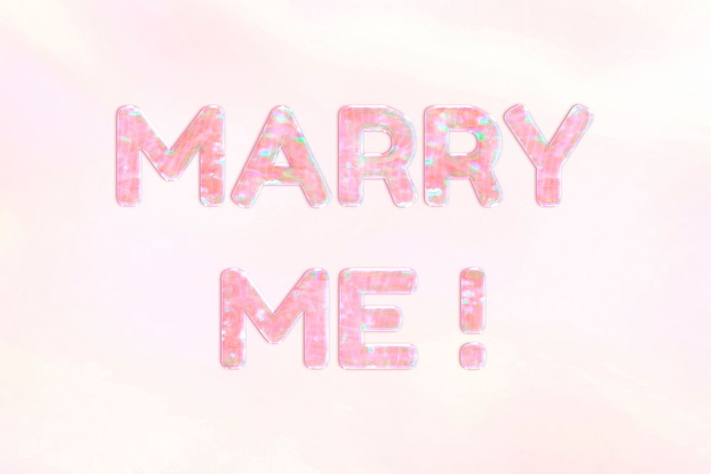 Shiny marry me! pink gradient holographic pastel