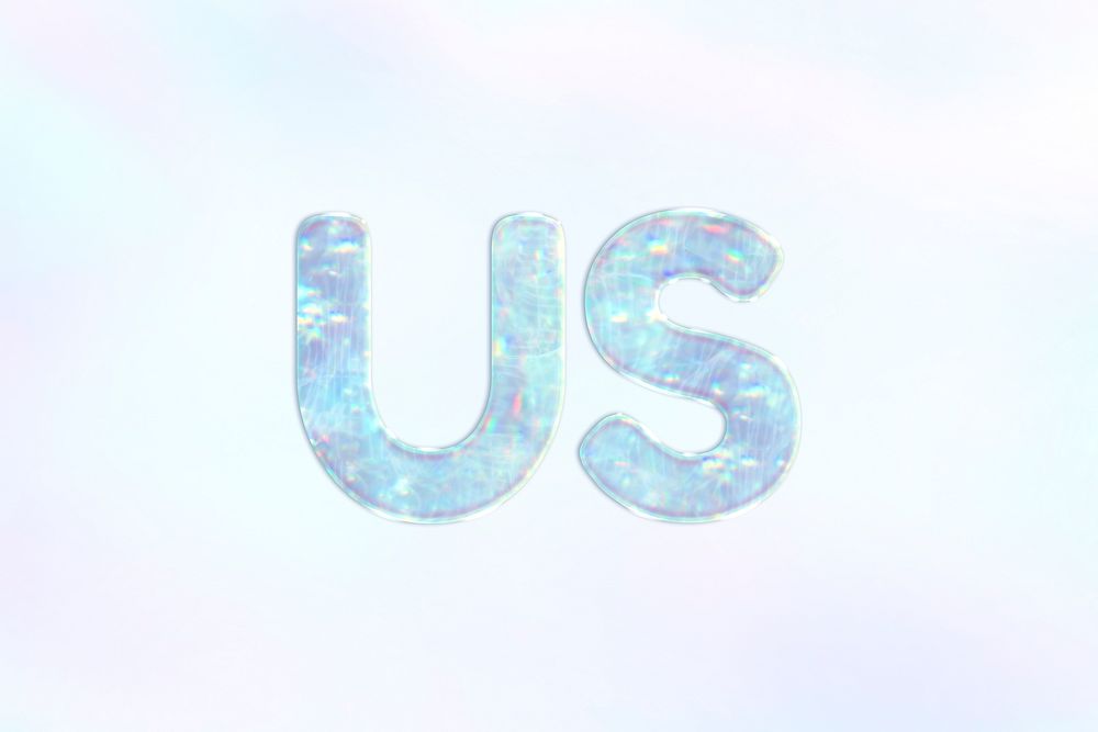 Shiny us word holographic pastel font