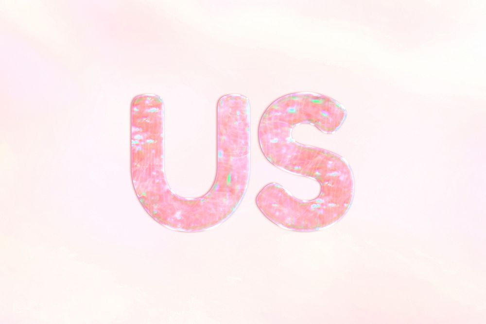 Us text holographic effect pastel typography