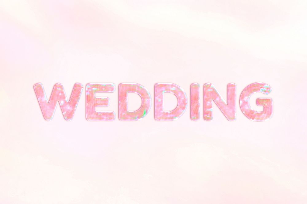Wedding pink holographic text bold font typography