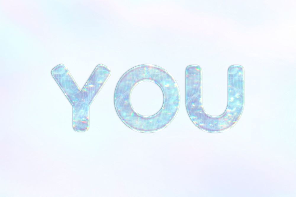 You word art bling bling blue holographic effect pastel gradient