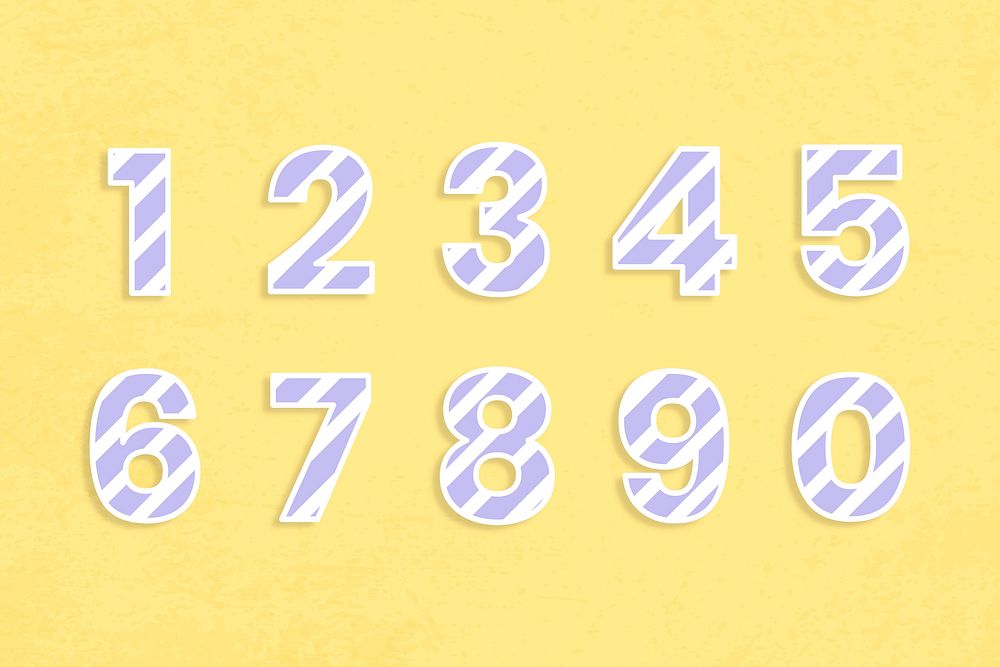 Numbers psd typography font set
