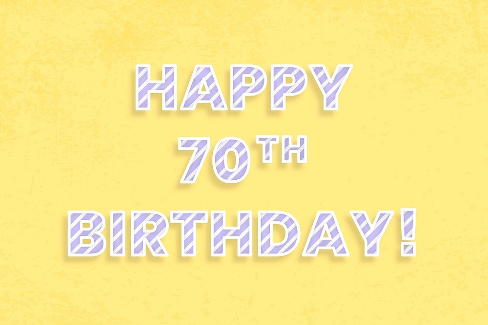 Happy 70th birthday word vector candy stripe font