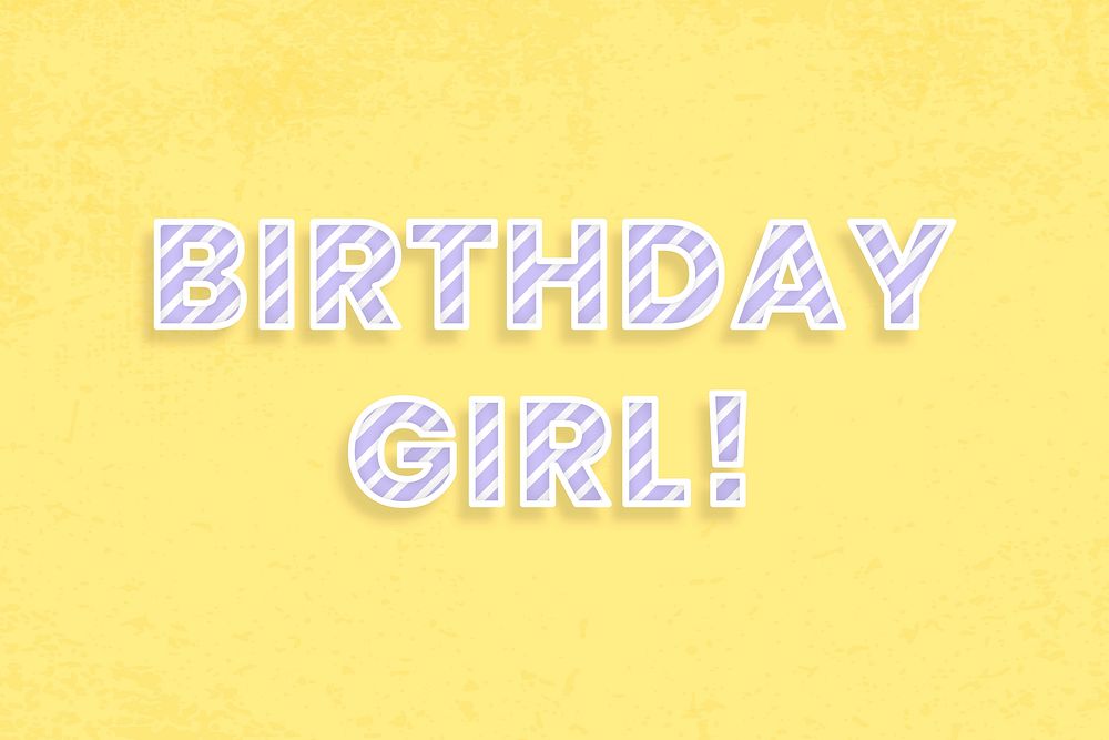 Birthday girl candy stripe text vector typography