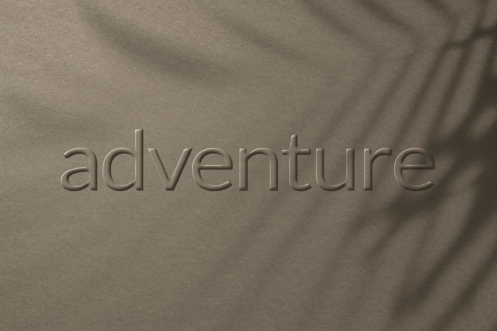 Adventure word letter embossed typography style