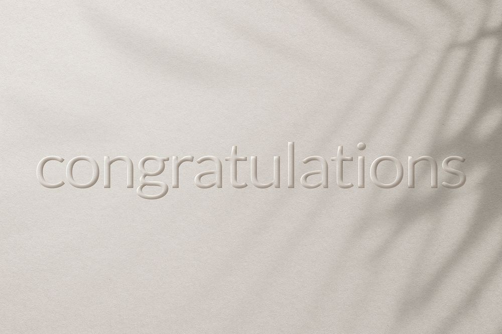 Word congratulations embossed typography style