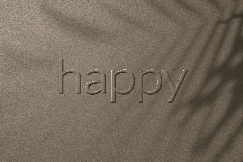 Word happy embossed letter typography design