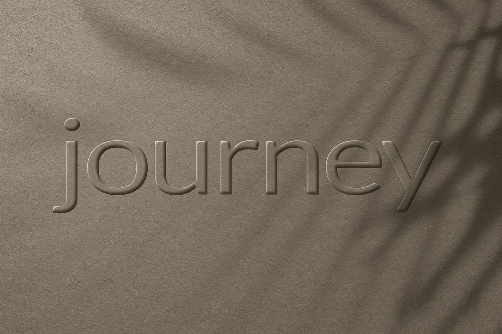Word journey embossed letter typography design