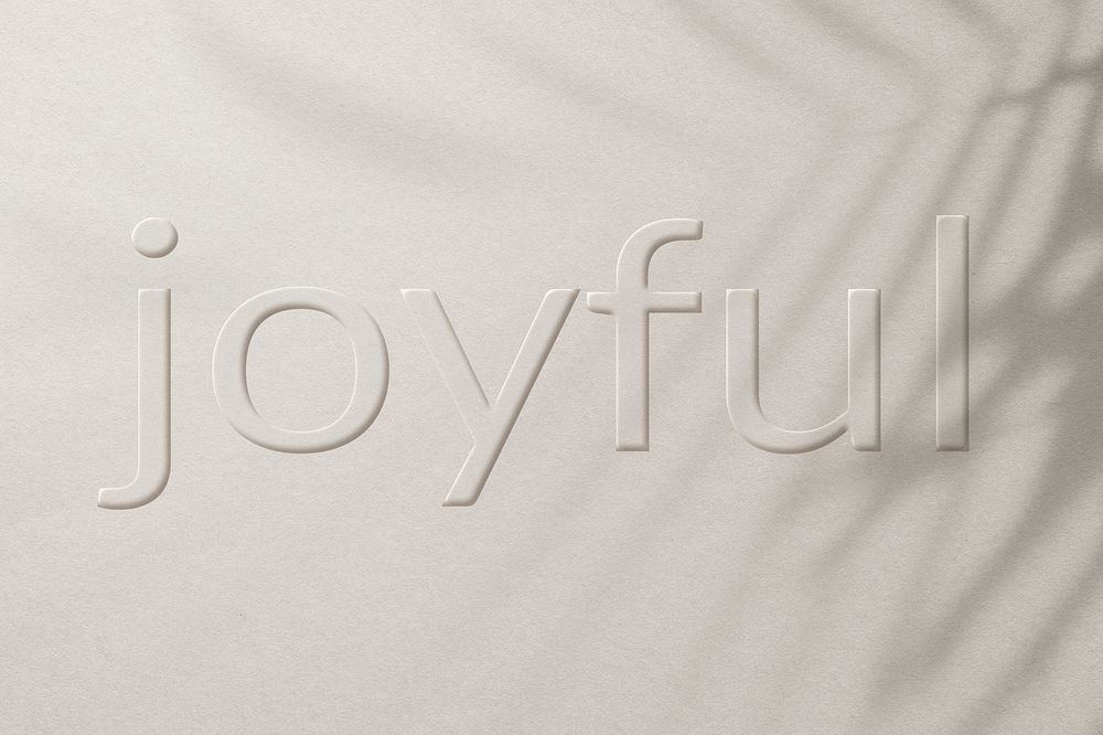 Joyful word embossed letter typography design