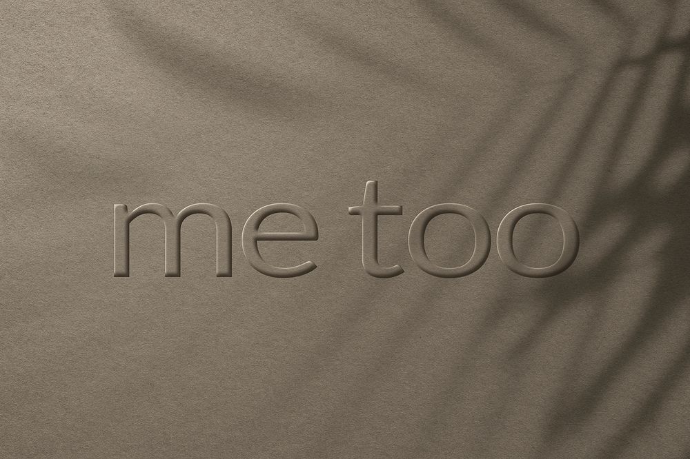 Phrase me too embossed letter typography design