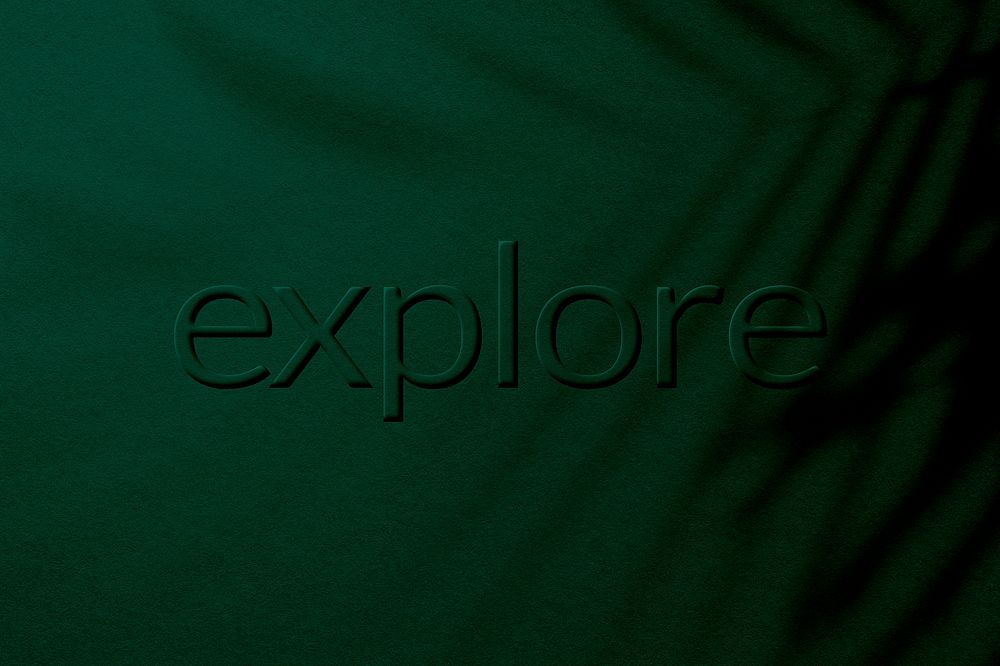 Emerald explore text embossed plant shadow textured font