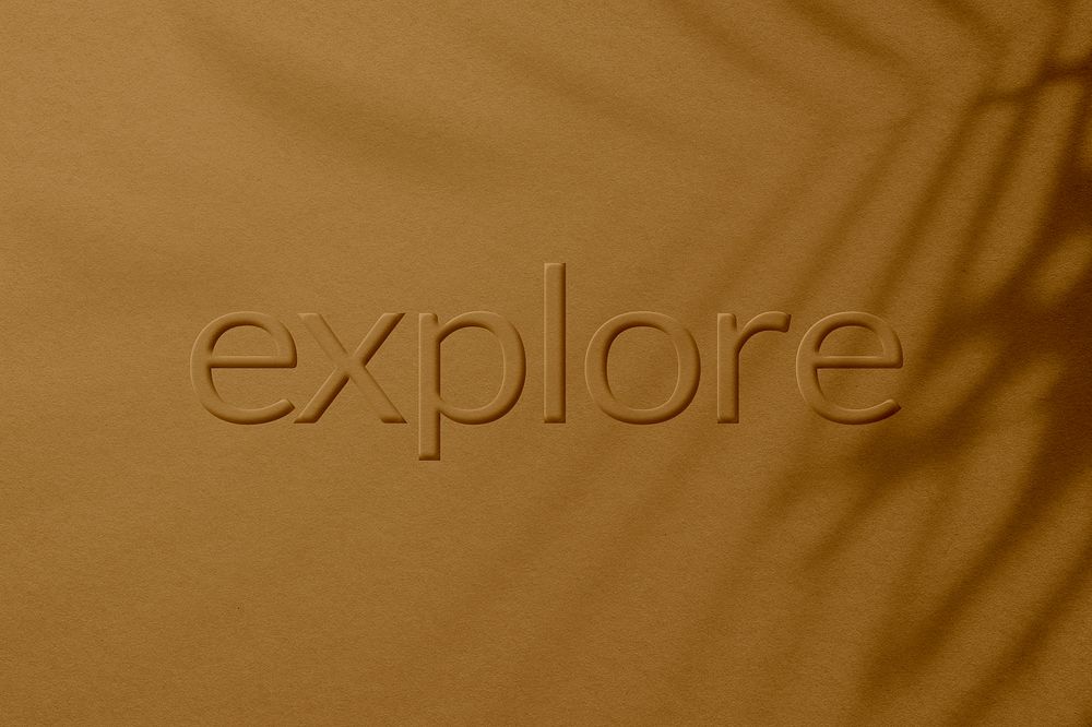 Explore text embossed plant shadow textured font