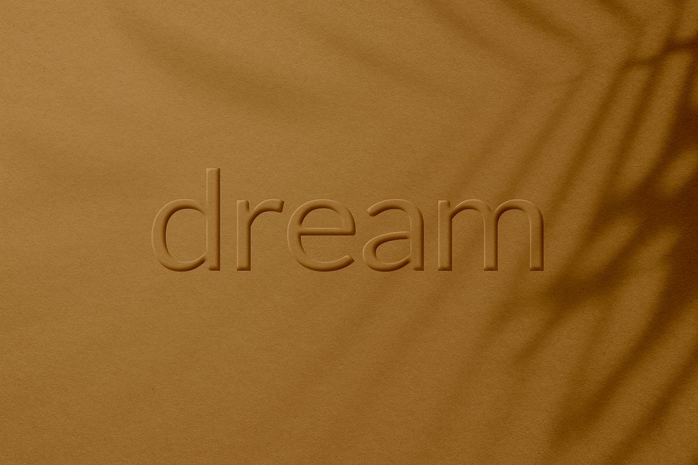 Embossed word dream concrete texture typography