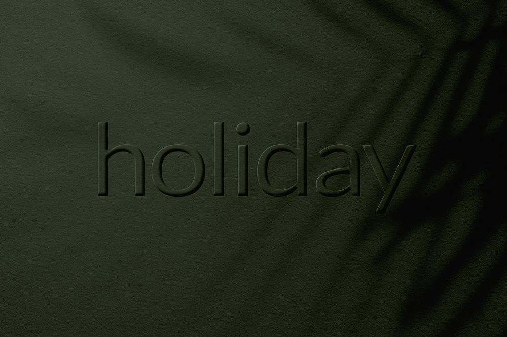 Plant shadow textured embossed holiday word typography