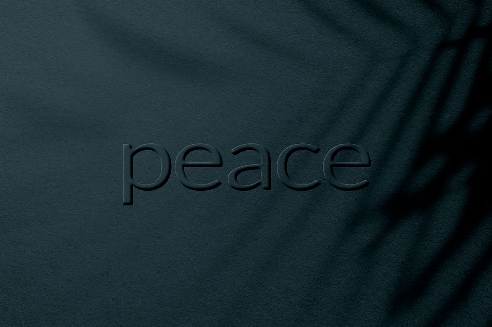 Embossed blue plant shadow textured peace font