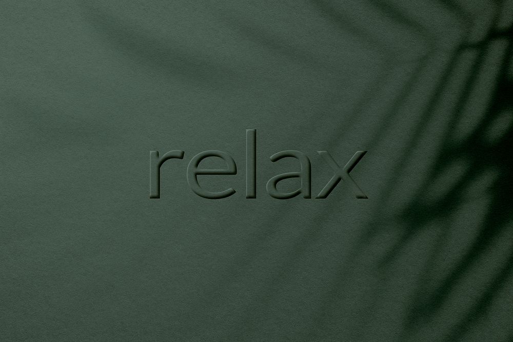 Green plant shadow embossed textured relax text font