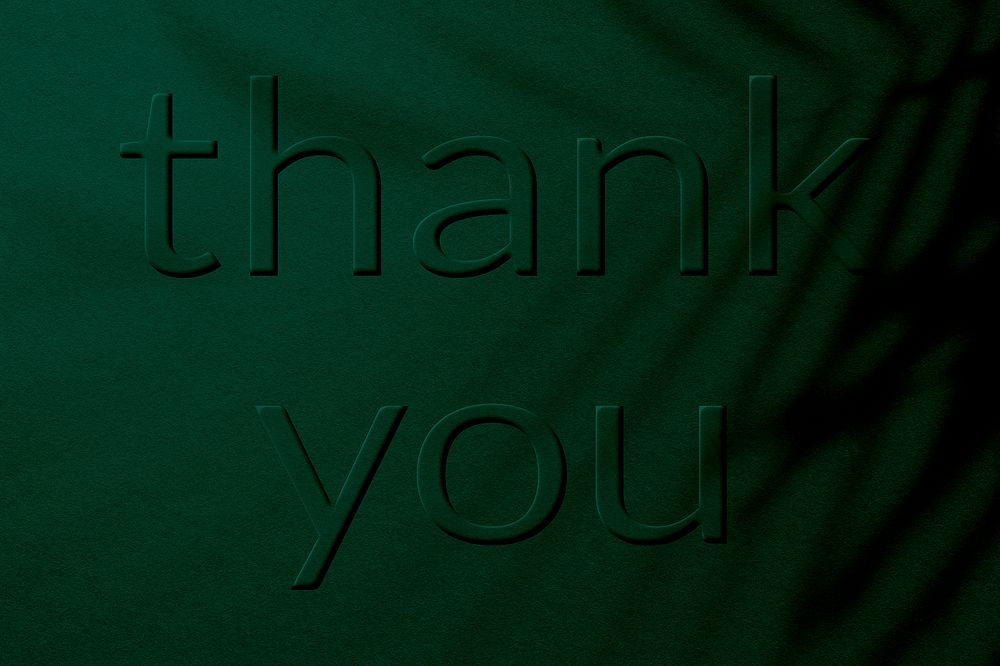 Plant shadow textured embossed thank you message typography