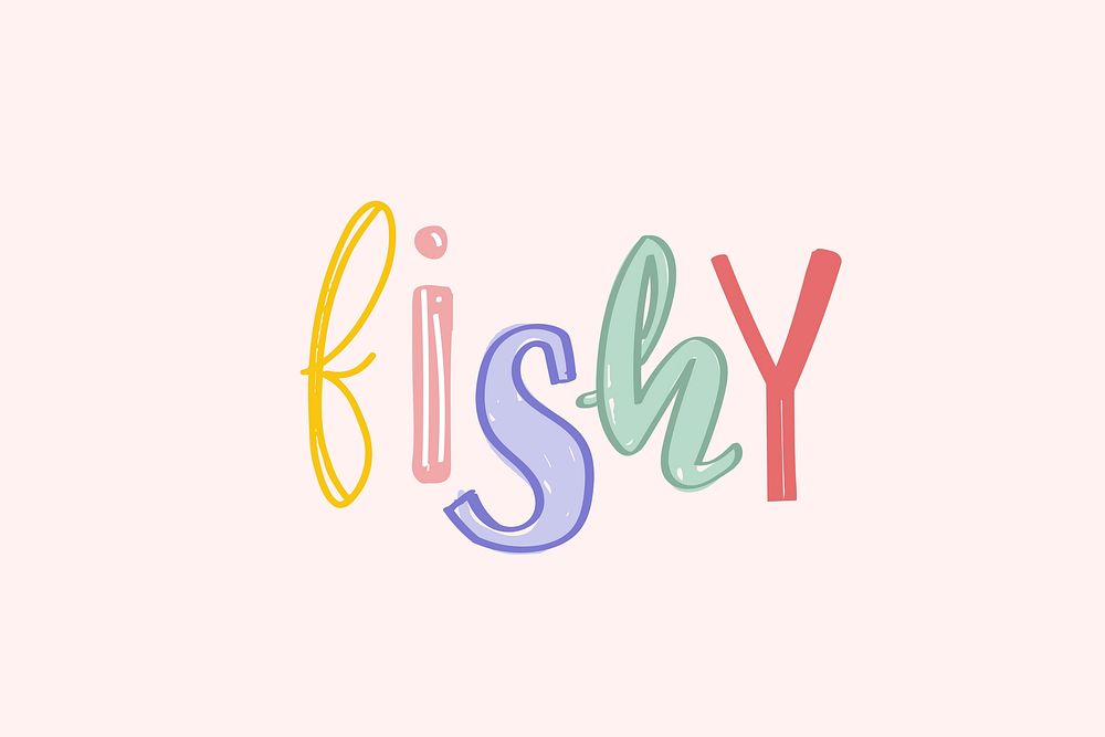 Fishy word vector doodle font colorful hand drawn