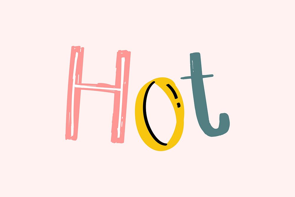 Hot word vector doodle font typography