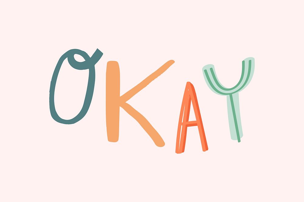 Okay doodle word colorful vector clipart