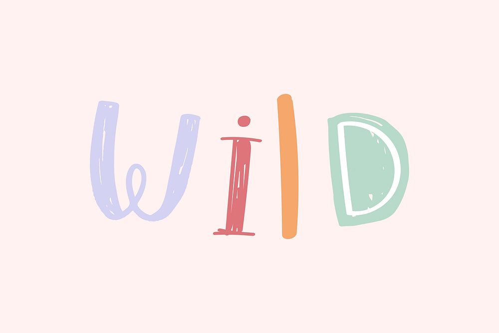 Wild doodle word colorful vector clipart