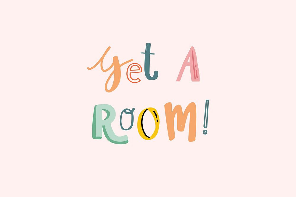 Get a room word doodle font colorful hand drawn
