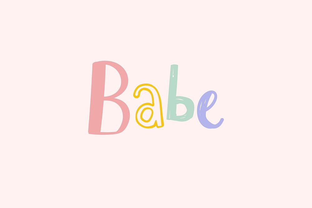 Word art vector babe doodle lettering colorful