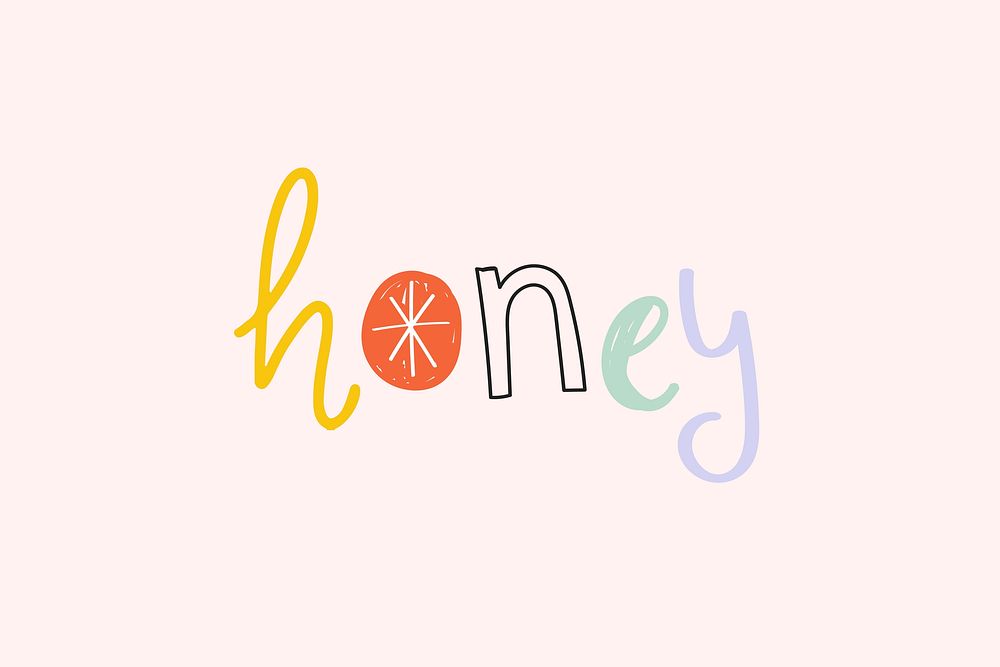 Doodle lettering honey vector cute typography