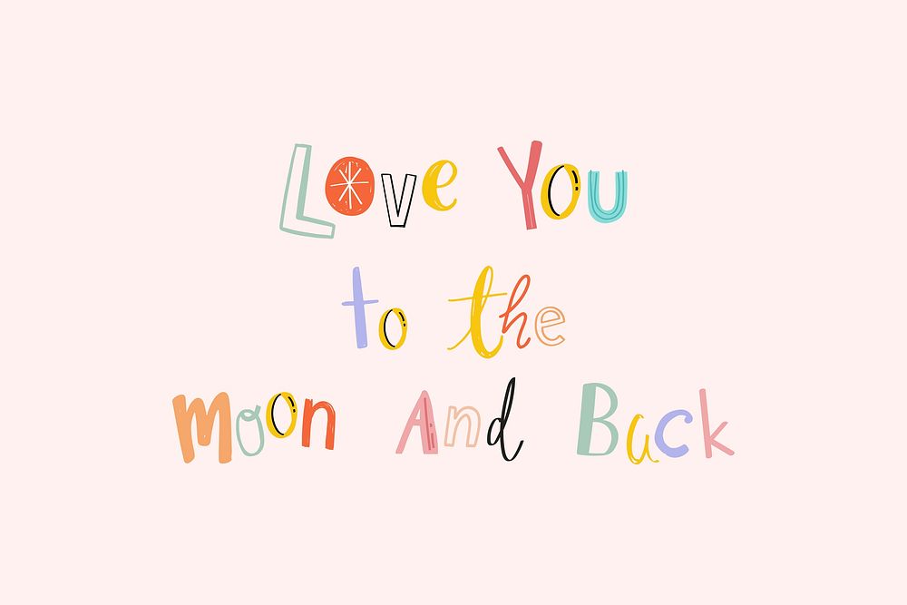 Doodle font Love you to the moon and back psd hand drawn