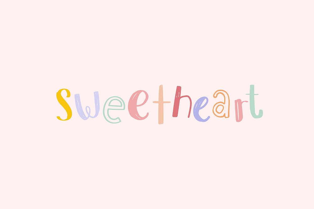 sweetheart word psd doodle font colorful hand drawn