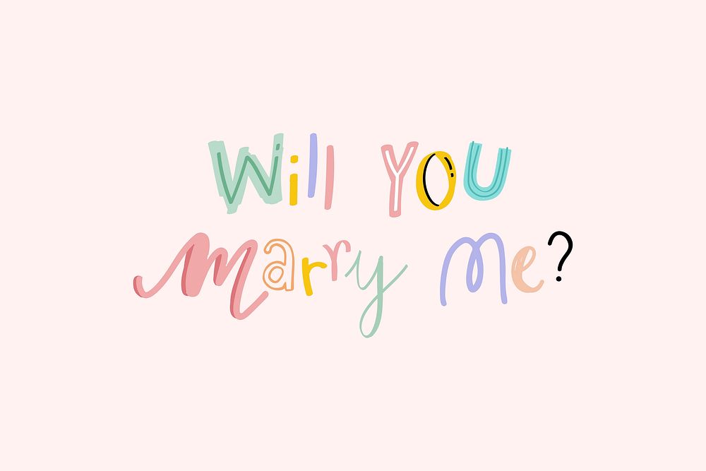 Will you marry me? text vector doodle font colorful