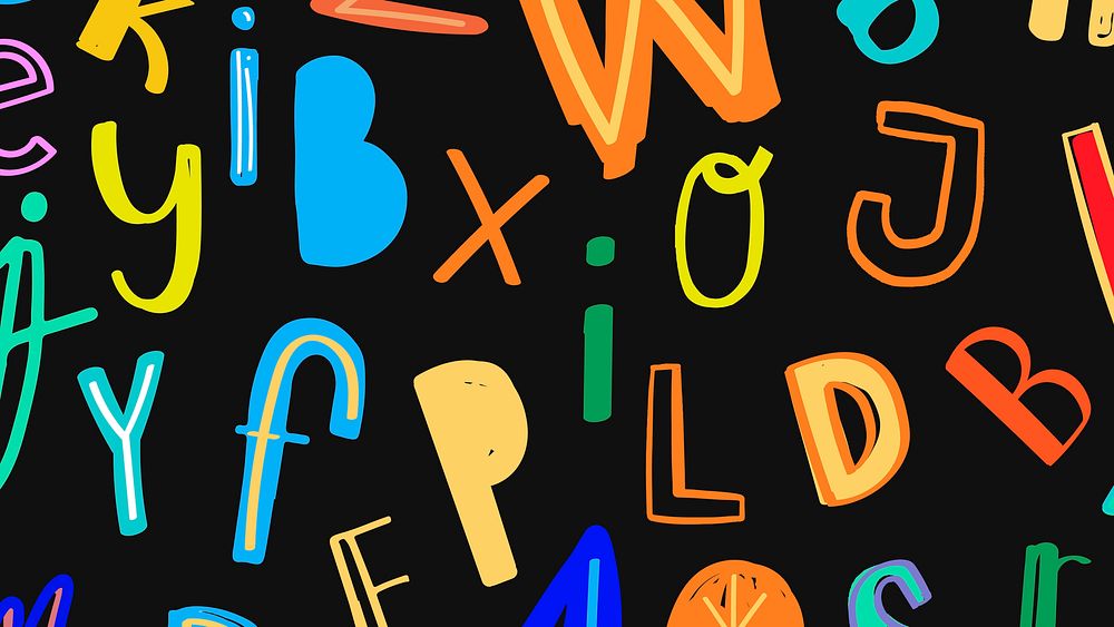 Colorful doodle font patterned background vector