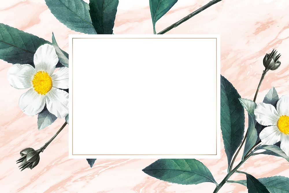Gold botanical frame psd with design space