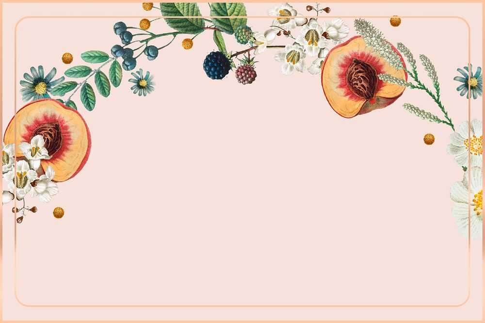 Flower and fruit frame psd with design space