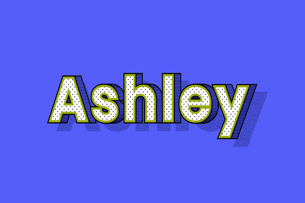 Ashley name halftone shadow style typography