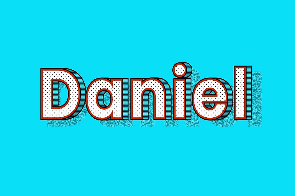 Daniel name lettering font shadow retro typography