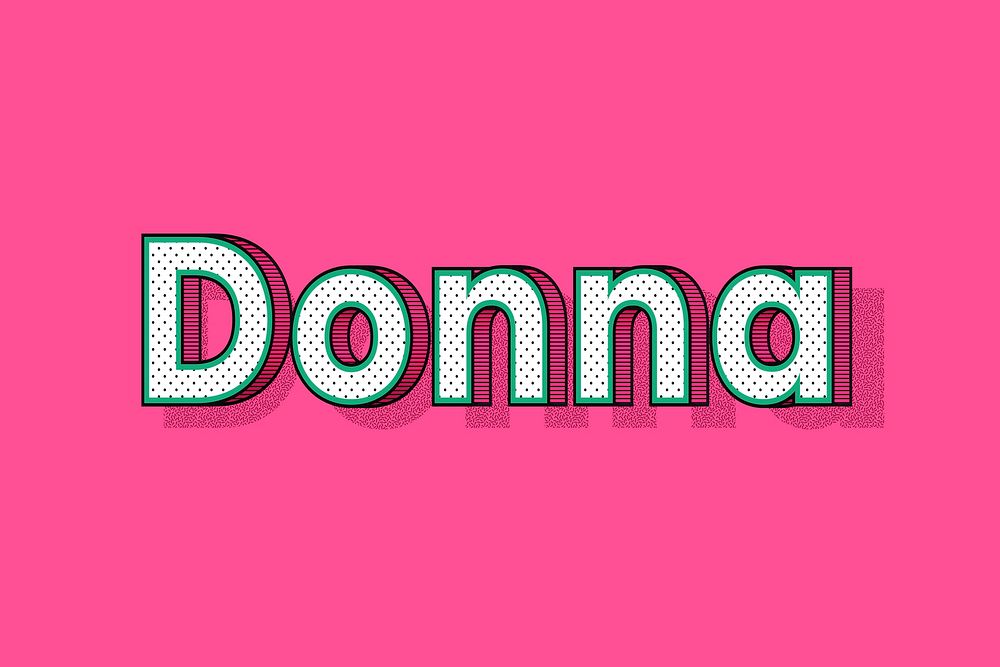 Donna female name retro polka dot lettering