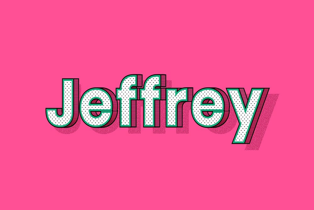 Jeffrey name halftone shadow style typography